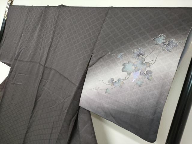 平和屋着物●訪問着 葡萄蔦の葉文 暈し染め 金彩 正絹 逸品 DABC2707ud
