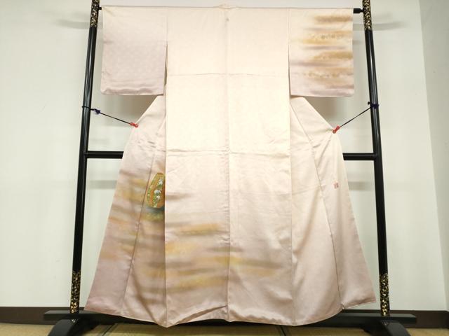 平和屋着物●人間国宝 福田喜三郎 訪問着 陶器草花文 暈し染め 金彩 正絹 逸品 DABC2713ud