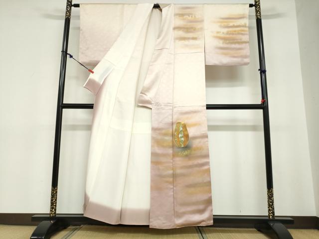 平和屋着物●人間国宝 福田喜三郎 訪問着 陶器草花文 暈し染め 金彩 正絹 逸品 DABC2713ud