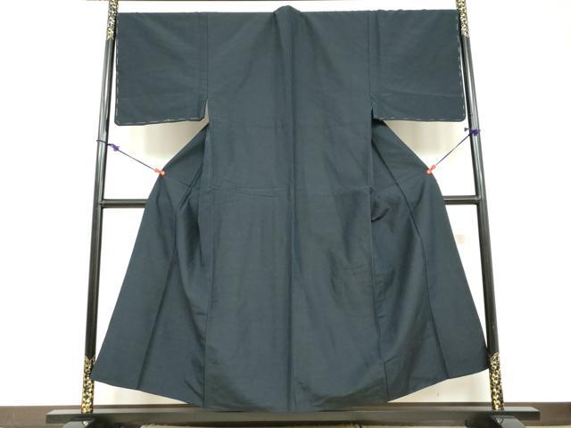 平和屋着物●男性 紬 黒緑色 正絹 逸品 DABC2732ud