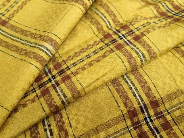 平和屋着物●山下八百子 本場黄八丈 市松綾織 正絹 逸品 DABC2733ud
