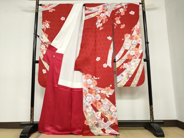 平和屋着物●豪華振袖 駒刺繍 熨斗草花文 金彩 正絹 逸品 DABC2738ud