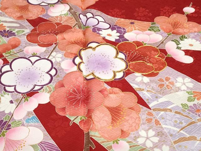 平和屋着物●豪華振袖 駒刺繍 熨斗草花文 金彩 正絹 逸品 DABC2738ud