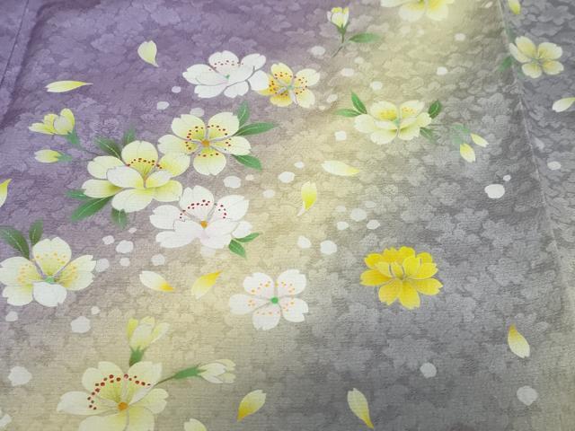 平和屋着物●豪華振袖 舞花文 暈し染め 正絹 逸品 DABC2739ud