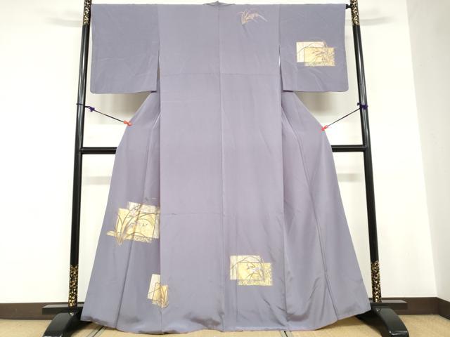 平和屋着物●訪問着 刺繍 草花文 金彩 正絹 逸品 DABC2746ud