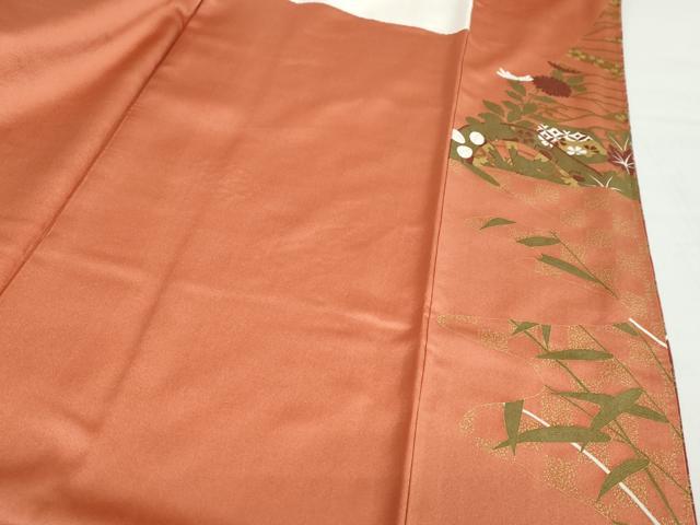 平和屋着物●訪問着 駒刺繍 貝桶飛鶴草花文 金彩 正絹 逸品 DABC2754ud