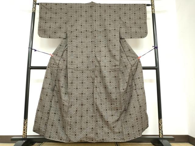 平和屋着物●本場大島紬 龍郷絣 花菱文 正絹 逸品 未使用 DABC2761ud