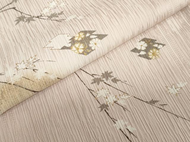 平和屋着物●訪問着 駒刺繍 ふくれ織 松皮菱草花文 金彩 正絹 逸品 DABC2768ud