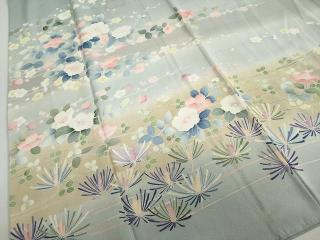 平和屋着物●訪問着 友禅 草花文 暈し染め 正絹 逸品 DABC2770ud