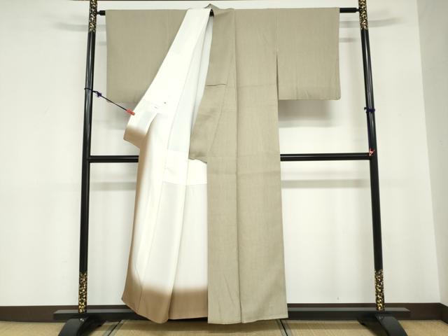 平和屋着物●上質なお召 柳茶御召 縞 反端付き 正絹 逸品 DABC2771ud