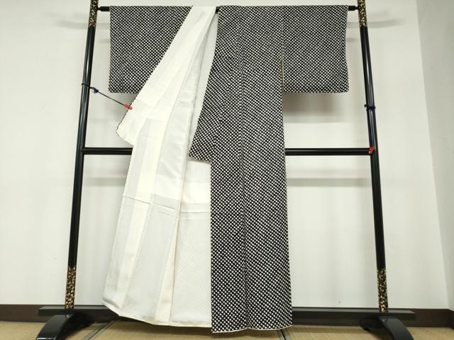 平和屋着物●大変加工の良い総絞り小紋 黒地 正絹 逸品 未使用 DABC2776ud