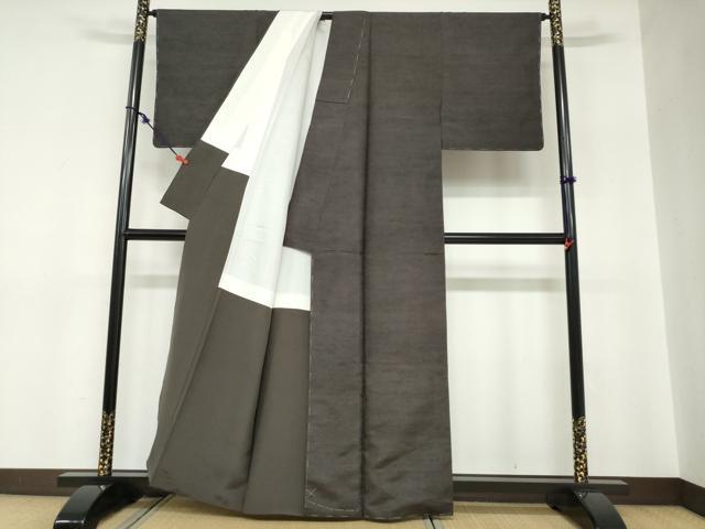 平和屋着物●上質な紬 色無地 檳榔子染色 正絹 逸品 未使用 DABC2801ud