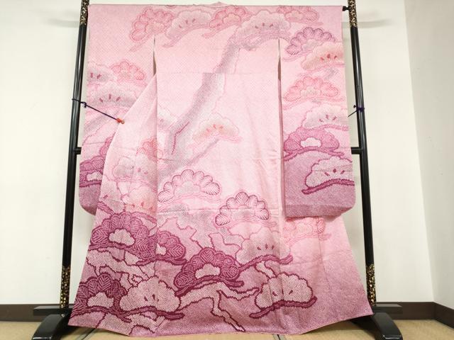 平和屋着物●豪華振袖 総絞り 松文 暈し染め 三越扱い 正絹 逸品 DABC2803ud