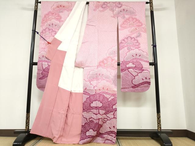 平和屋着物●豪華振袖 総絞り 松文 暈し染め 三越扱い 正絹 逸品 DABC2803ud