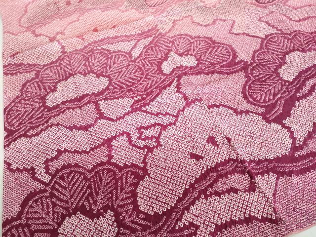 平和屋着物●豪華振袖 総絞り 松文 暈し染め 三越扱い 正絹 逸品 DABC2803ud