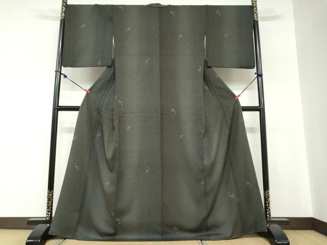 平和屋着物●小紋 枝葉文 洗える着物 DABC2807ud