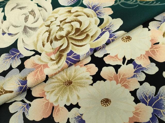 平和屋着物●小振袖 二尺袖 草花文 洗える着物 DABC2909ud