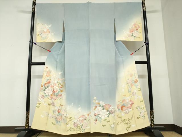 平和屋着物●訪問着 草花文 暈し染め 金彩 正絹 逸品 DABC2914ud