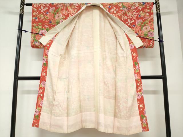 平和屋着物●アンティーク 大正ロマン 長襦袢 袷 草花文 正絹 逸品 DABC2930ud