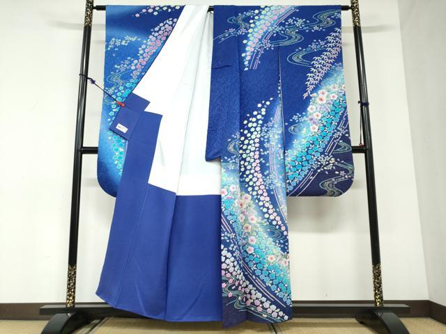 平和屋着物●豪華振袖 絞り 流水辻が花 暈し染め 金彩 銀通し地 やまと誂製 正絹 逸品 DABC2935ud