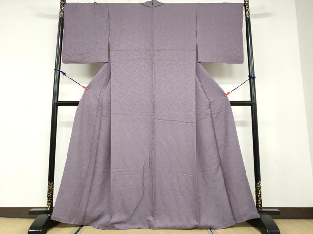 平和屋着物●上質な色無地 南天地紋 古代紫色 正絹 逸品 DABC2978ud