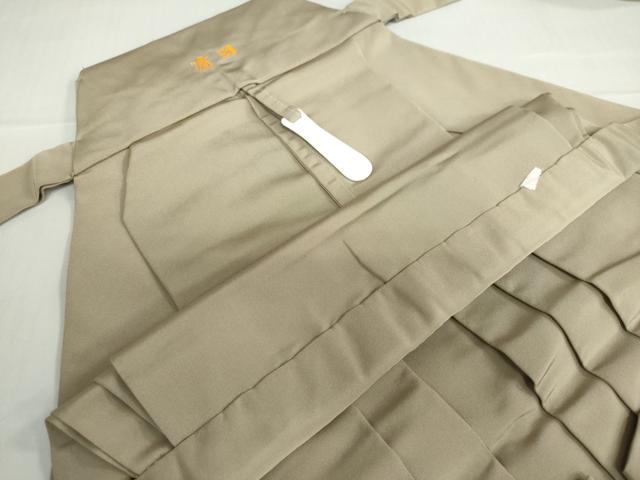 平和屋着物●男性 馬乗り袴 白橡色 正絹 逸品 DABC2999ud