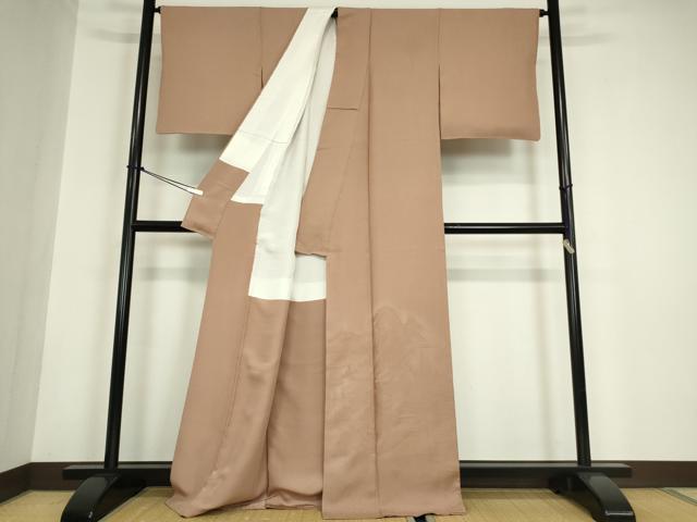 平和屋着物●豪華色留袖 色無地 作家物 東海道名所図 寿光 洒落柿色 正絹 逸品 DABC3030az