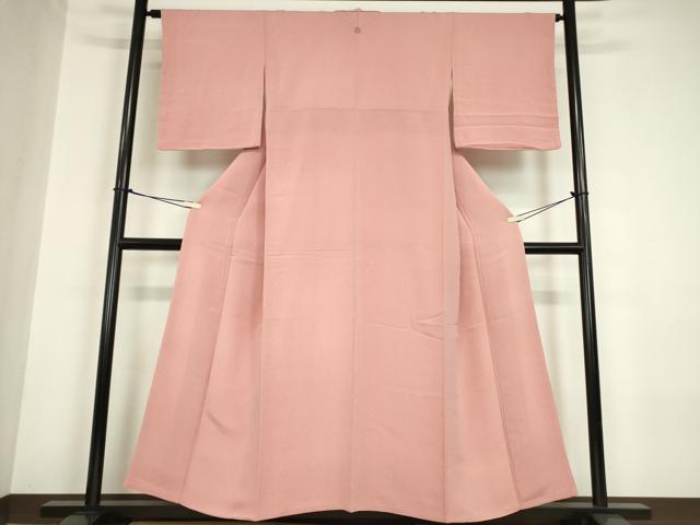 平和屋着物●上質な色無地 珊瑚色 鬼しぼ縮緬 正絹 逸品 未使用 DABC3032az