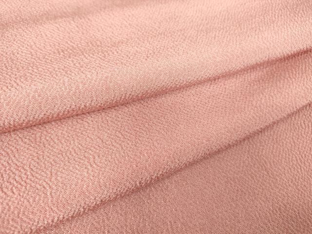 平和屋着物●上質な色無地 珊瑚色 鬼しぼ縮緬 正絹 逸品 未使用 DABC3032az