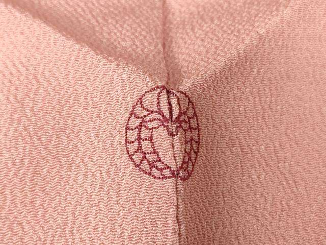 平和屋着物●上質な色無地 珊瑚色 鬼しぼ縮緬 正絹 逸品 未使用 DABC3032az