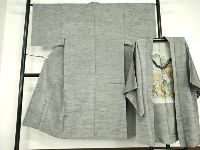 平和屋着物●男性 紬 アンサンブル 霞文 正絹 逸品 DABC3040az