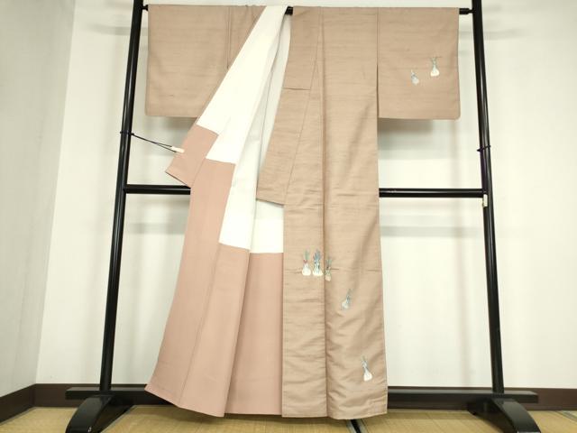 平和屋着物●訪問着 白山紬 友禅 作家物 成物 正絹 逸品 DABC3060az