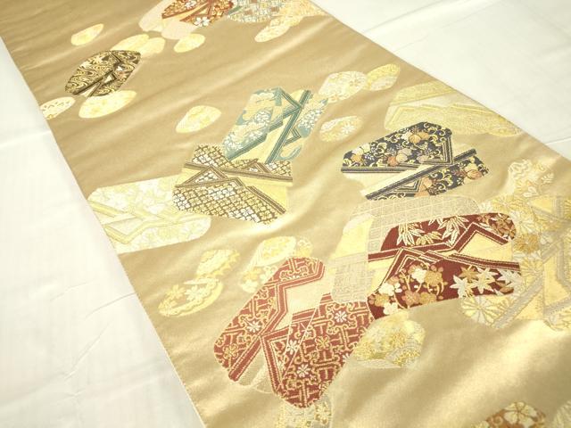 平和屋着物▼六通柄袋帯 初音香袋文 金糸 正絹 逸品 DABC3168az