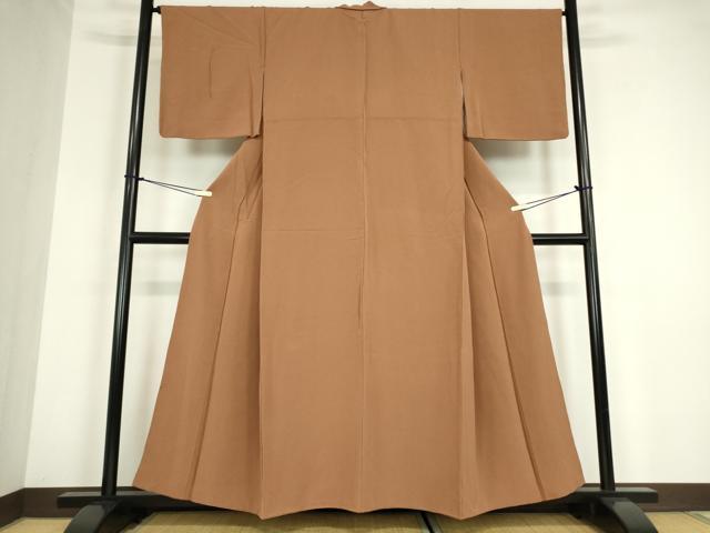 平和屋着物●上質な色無地 遠州茶色 正絹 逸品 DABC3190az