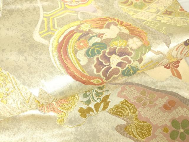 平和屋着物▼六通柄袋帯 綾緯呂 金糸 引箔 正絹 逸品 DABC3387az