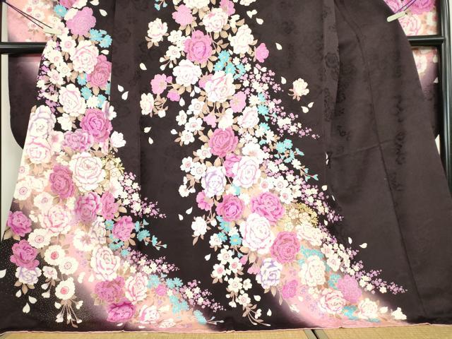 平和屋着物●豪華振袖 刺繍 ラインストーン 花尽くし 金彩 正絹 逸品 DABC3409az