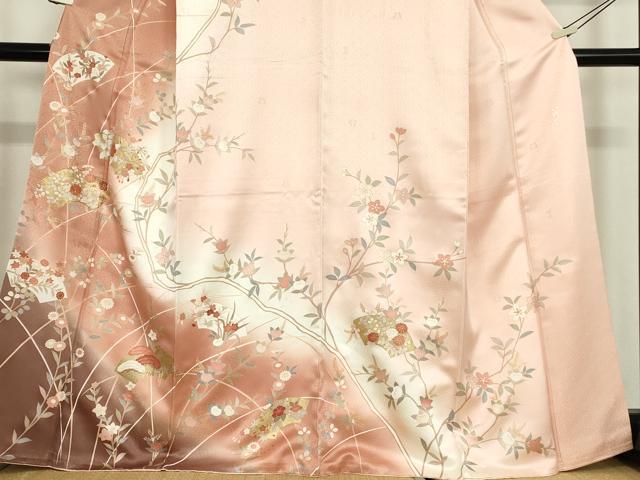 平和屋着物●十日町老舗ブランド 吉澤友禅 吾妻徳穂 訪問着 駒刺繍 地紙吉祥花文 暈し染め 金彩 正絹 逸品 DABC3416az