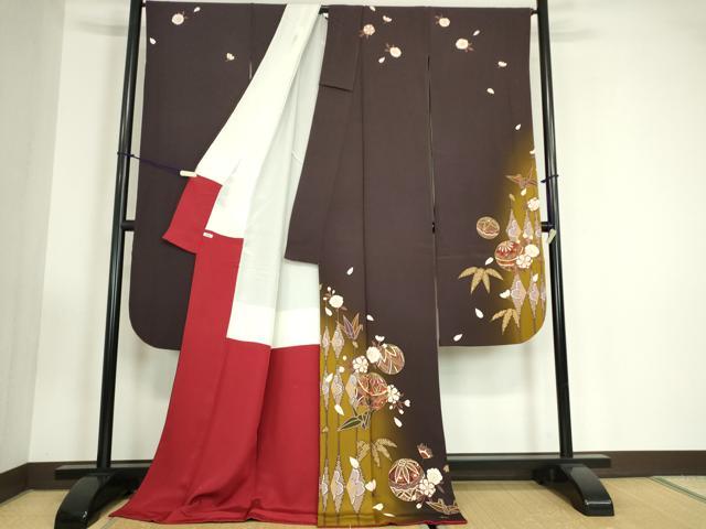 平和屋着物●豪華振袖 折鶴花毬文 暈し染め 金彩 正絹 逸品 DABC3436az