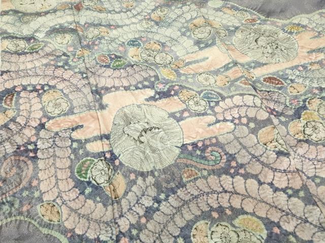 平和屋着物●染織工芸むつろ 辻が花 手描き 絞り 訪問着 千姫 銀通し地 正絹 逸品 DABC3521az