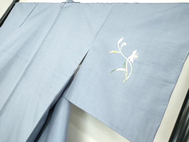 平和屋着物●京加賀友禅 百貫石峰 訪問着 白山紬 草花文 正絹 逸品 未使用 DABC3524az
