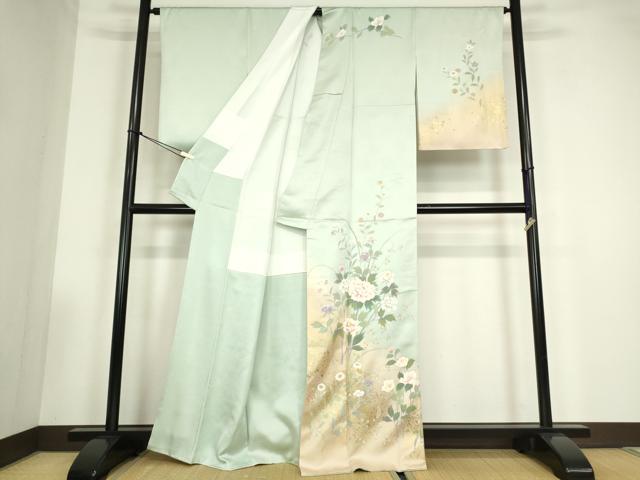 平和屋着物●訪問着 作家物 牡丹文 暈し染め 金彩 正絹 逸品 DABC3525az
