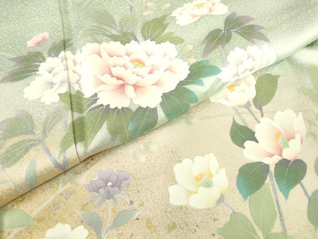 平和屋着物●訪問着 作家物 牡丹文 暈し染め 金彩 正絹 逸品 DABC3525az