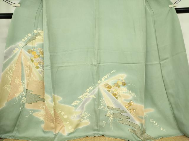 平和屋着物●創業460年・千總 訪問着 駒刺繍 霞花文 暈し染め 金彩 小田急百貨店扱い 正絹 逸品 DABC3537az