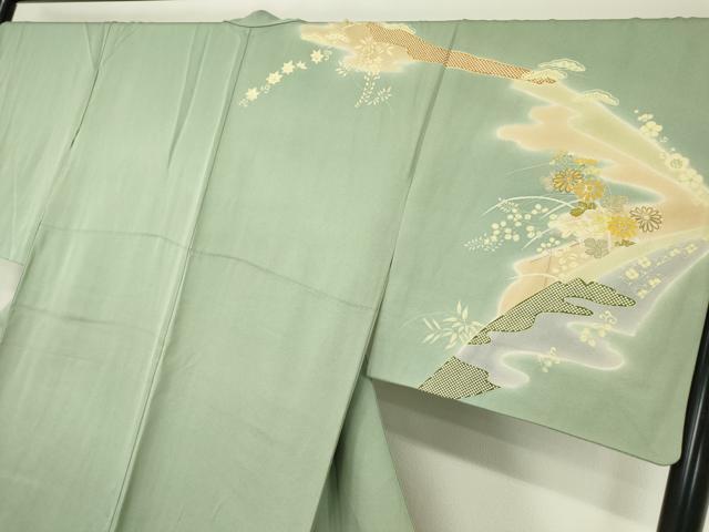 平和屋着物●創業460年・千總 訪問着 駒刺繍 霞花文 暈し染め 金彩 小田急百貨店扱い 正絹 逸品 DABC3537az