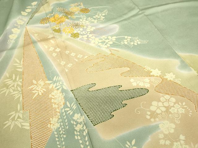 平和屋着物●創業460年・千總 訪問着 駒刺繍 霞花文 暈し染め 金彩 小田急百貨店扱い 正絹 逸品 DABC3537az