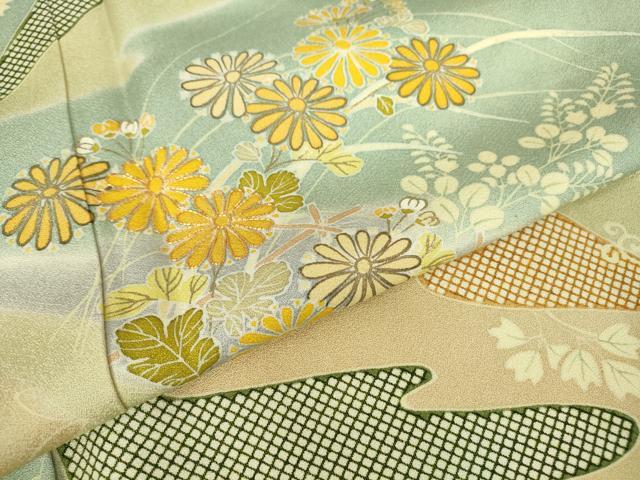 平和屋着物●創業460年・千總 訪問着 駒刺繍 霞花文 暈し染め 金彩 小田急百貨店扱い 正絹 逸品 DABC3537az