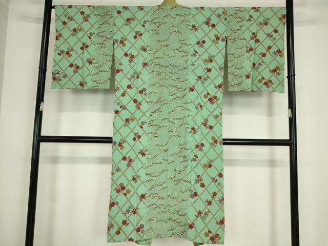 平和屋着物●長襦袢 無双仕立て 半襟刺繍 立波花文 金彩 正絹 逸品 DABC3557az