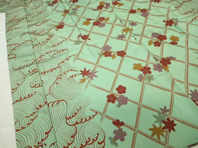 平和屋着物●長襦袢 無双仕立て 半襟刺繍 立波花文 金彩 正絹 逸品 DABC3557az