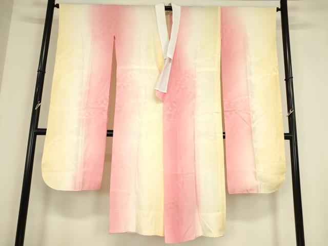 平和屋着物●振袖用長襦袢 無双仕立て 片輪花文 暈し染め 正絹 逸品 DABC3566az