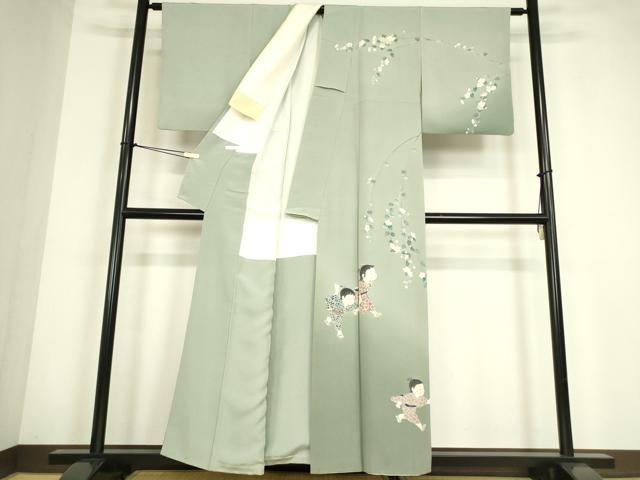 平和屋着物●訪問着 友禅 作家物 童子遊び 正絹 逸品 DABC3577az